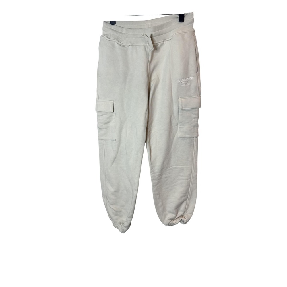 Oner Active Sweatpants Womens Medium White Fleece Cargo‎ Joggers Pockets
